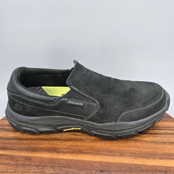 Amazon.com | Respected - Calum Goodyear Rubber Low Profile  Skechers Shoes Mens 11.5 Black Leather Respected Calum Slip On Casual Loafers